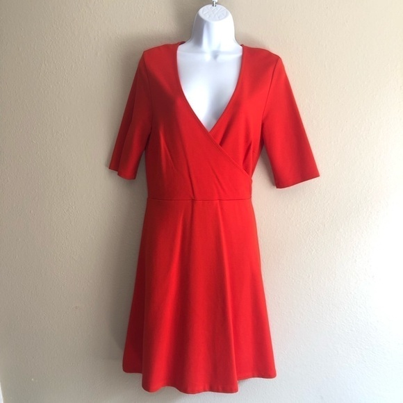 Topshop Faux Wrap Fit & Flare Dress Size 10 - Picture 1 of 10